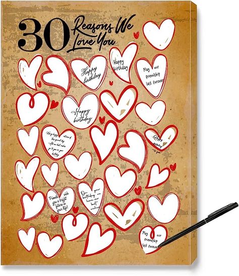 Amazon.com: 30 Reasons We Love You, 30th Birthday Gift Guest Canvas, For Her, Man, Woman, Sister, Friend, Family, Great 40th Anniversary or 30th Birthday Party Decoration-11x15 inches: Posters & Prints Birthday Canvas, 50th Anniversary Decorations, 30th Birthday Party Decorations, 40th Birthday Party Decorations, 50th Birthday Party Decorations, 50th Birthday Decorations, Anniversary Decorations, 30th Birthday Parties, 40th Birthday Parties