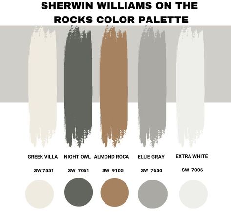 Sherwin Williams On The Rocks Color Palette Conduit Grey Sherwin Williams, Sherwin Williams Extra White Coordinating Colors, Rock Bottom Sherwin Williams Coordinating Colors, Amazing Gray Coordinating Colors, On The Rocks Sherwin Williams, Rocks Color Palette, Sherwin Williams On The Rocks, Light Grey Color Palette, Gray Coordinating Colors