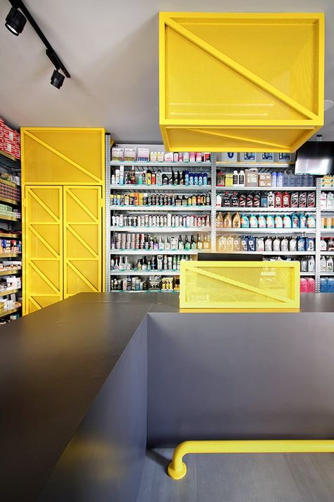 Yellow Office, Warehouse Design, Supermarket Design, Pharmacy Design, Auto Parts Shop, Showroom Design, Phone Shop, Oil Shop, Retail Design Blog