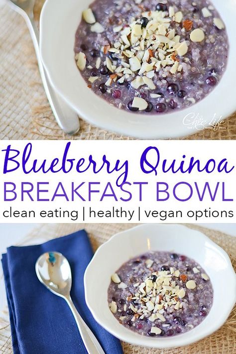 Blueberry Quinoa, Quinoa Recipes Breakfast, Lunch Vegetarian, Clean Eating Recipe, Honey Breakfast, Breakfast Quinoa, Clean Eating Vegetarian, Quinoa Breakfast Bowl, Easy Clean Eating Recipes