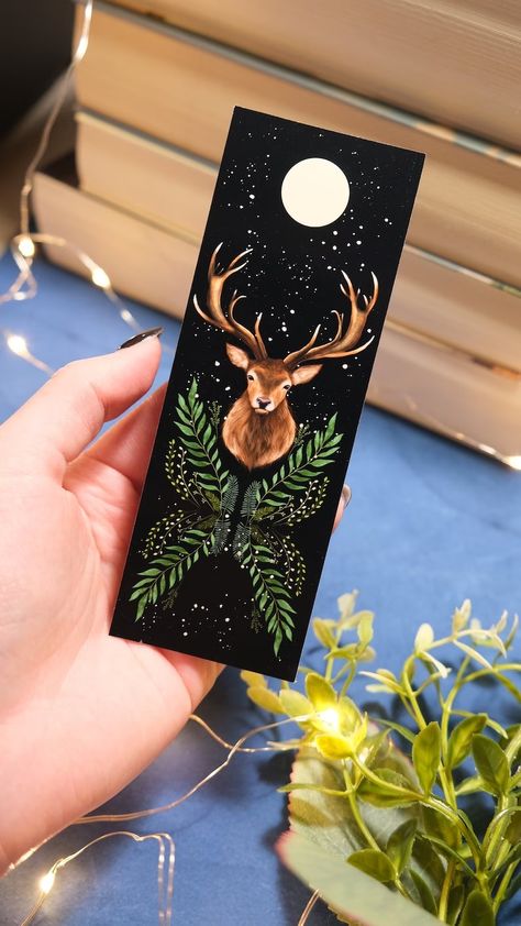 Stag Bookmark, Magical Witchy Bookmarks, Deer Bookmark, Enchanted Forest, Dark Cottagecore, Book Lover Gift Idea, Nature Lover Bookmark - Etsy Romania Deer Bookmark, Witchy Bookmarks, Cool Bookmarks, Forest Dark, Tiny Studio, Dark Cottagecore, Enchanted Forest, Book Lovers Gifts, Book Lover