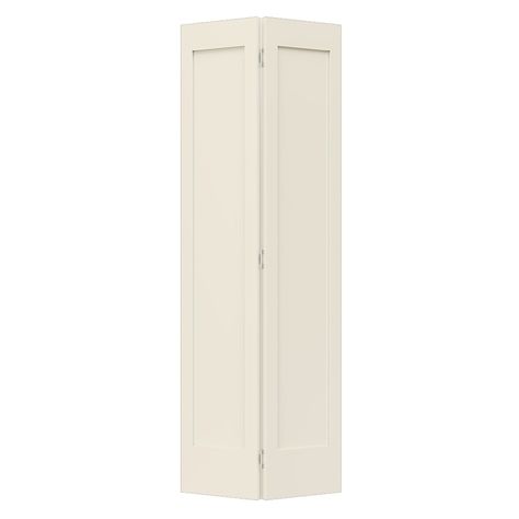 JELD-WEN Shaker 24-in x 80-in 1-panel Smooth Hollow Core Primed Molded Composite Closet Bifold Door (Hardware Included) in the Closet Doors department at Lowes.com Modern Bifold Doors, Stairs Door, Bifold Closet Door, Bifold Door Hardware, Bifold Door, Bifold Closet Doors, Primary Bath, Laundry Closet, Small Closet