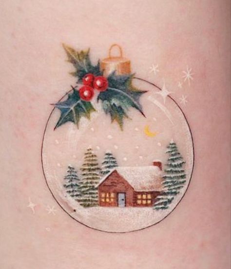 Globe Tattoos, Autumn Tattoo, Christmas Tattoo, Christmas Snow Globes, 12 December, Old School Tattoo, Creative Tattoos, Snow Globe, New Tattoos