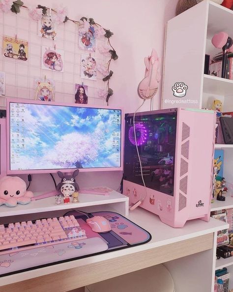 Pink Gaming Chair, Kawaii Room Ideas, Computer Chairs, Pink Games, Gaming Room Decor, Gamer Room Decor, Video Game Room Design, Gaming Setups, Kawaii Room Decor