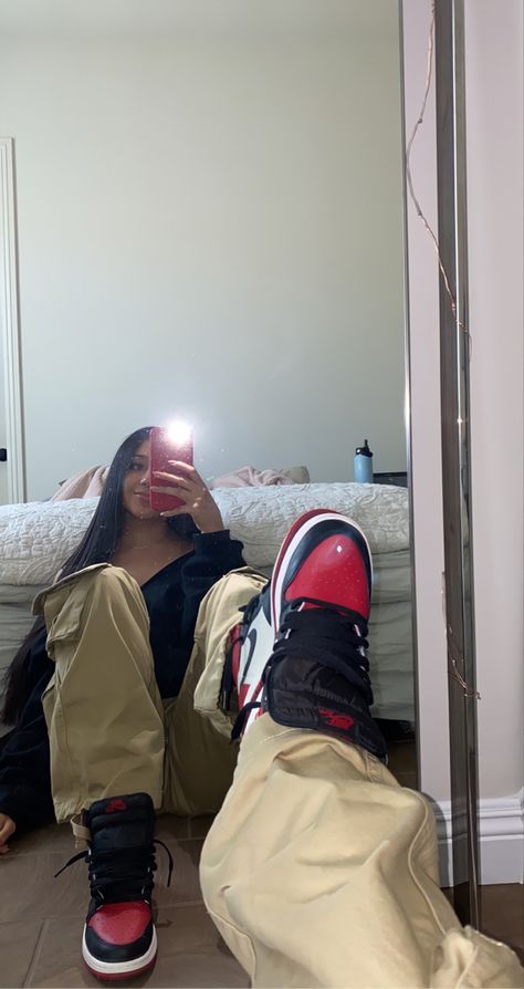 Jordan, Ootd, Mirror, Red