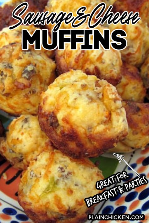 Sausage And Cheese Muffins, Sausage Cheese Muffins, Bisquick Sausage, Soup Onion, Sausage Breakfast Muffins, Sausage Muffins, Football Friday, Breakfast Cupcakes, Sausage Biscuits