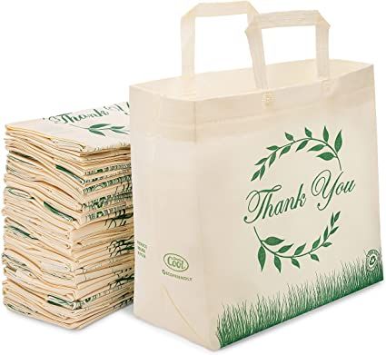 AmazonSmile: 50 Pack Reusable ‘Thank You’ Eco-Friendly Grocery Shopping Bags 15”x14”x6.6”, Durable, Recyclable Shopping Bags for Customers | Washable, Foldable, Portable Bags: Home & Kitchen Thank You Bags, Grocery Tote Bag, Grocery Shopping Bags, Eco Friendly Bags, Grocery Tote, Portable Bag, Tshirt Bag, Produce Bags, Reusable Shopping Bags