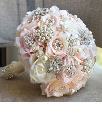 Bridal Bouquets Round Wedding Artificial Flower 9.84 Quinceanera Bouquet, Blush Bouquet Wedding, Fresh Wedding Flowers, Crystal Bouquet, Bridal Brooch Bouquet, Rose Bridal Bouquet, Blush Bouquet, Wedding Brooch Bouquets, Wedding Bouquets Bride