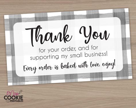 Printable “Thank You for your order and for supporting my small business!” Bakery Customer Pick Up Card Cookie Thank You Card Packaging https://etsy.me/2A8nS0u #thankyoucard #bakerythankyou #thankyoutag #thankyoubakerycard #thankyouforyourordercard #thankyou #bakery Small Business Bakery, Business Bakery, Support Small Business Quotes, Card Packaging, Small Business Cards, Nurse Appreciation Gifts, Tool Party, Cookie Packaging, My Small Business