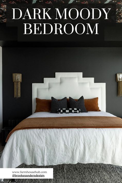 Dark Moody Bedroom Ideas Dark Moody Bedroom Ideas, Dark Moody Bedroom, Moody Bedroom Ideas, Moody Bedroom, Dark Elegance, Bedside Lamps, Cozy Throws, Blanket Knitting Patterns, Bedroom Designs