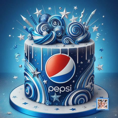 You too can create beautiful and creative AI designs like this Pepsi Inspired Festive Birthday Cake. AI is a great way to explore your ideas to help you bring them to life with your own real-life creations such as Cake Decorating. #Ai #aiimages #aigenerated #dalle #bing #cakes #wedding #birthday #pepsi #soda Pepsi Cake, Festive Cakes, Image Prompts, Cola Cake, Summer Salads With Fruit, Food Park, Baking Project, Summer Watermelon, Colorful Cakes