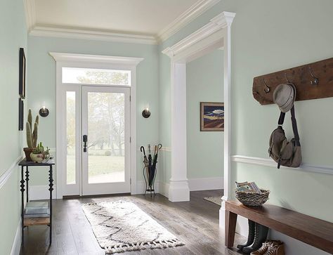 Sea green wall paint Grey Interior Paint, Trendy Paint Colors, Light Grey Paint Colors, Light Gray Paint, Grey Paint Colors, Room Paint Colors, Paint Primer, Paint Colors For Living Room, Gray Interior