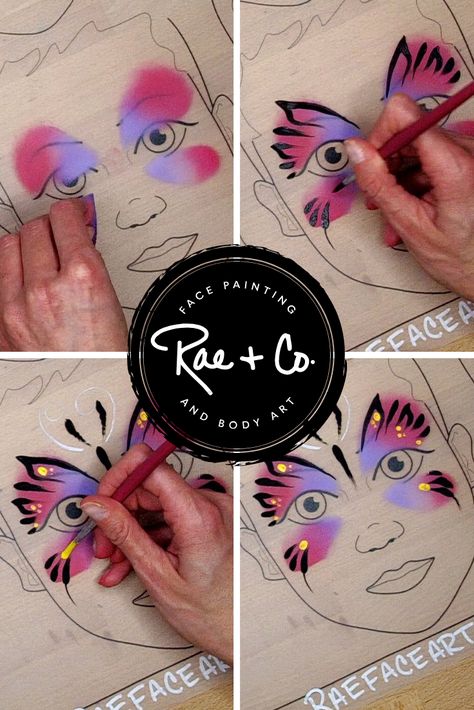 Face Paint How To, Butterfly Face Paint Tutorial, Face Painting How To Step By Step, Face Painting Beginners, Butterfly Face Paint Easy Step By Step, Face Paint Set Up, Simple Butterfly Face Paint, Face Painting Tutorials Step By Step, Easy Butterfly Face Paint