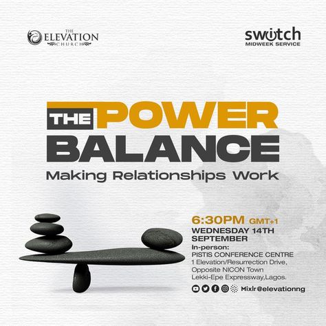 Church poster design. Midweek Service The Power balance #powerbalance #power #balance #churchposter #churchgraphics #midweekservice Balance Creative Ads, Midweek Service Flyer Design, Sunday Graphic Design, Service Poster Design, Midweek Service, Church Service Flyer, Wedding Banner Design, Service Poster, Church Branding