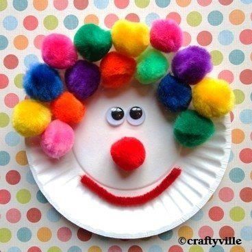 Quick Kids Crafts, Påskeaktiviteter For Barn, Clown Crafts, Carnival Crafts, Circus Crafts, Paper Plate Crafts For Kids, Clown Face, Aktivitas Montessori, Daycare Crafts