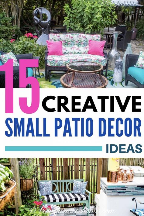 Tiny Deck, Small Patio Decorating Ideas, Deck Or Patio, Summer Outdoor Decor, Outdoor Bars, Small Patio Decor, Summer Gardening, Small Patio Garden, Back Deck Decorating