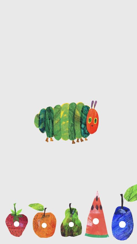 #nostalgia #caterpillar #wallpaper #cute #aesthetic #theveryhungrycaterpillar Hungry Caterpillar Wallpaper, Caterpillar Wallpaper, Wallpaper Cute Aesthetic, Eric Carle Art, Simple Wallpaper, Wallpaper Cute, The Very Hungry Caterpillar, Eric Carle, Very Hungry