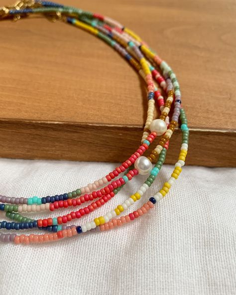 Celebration of Summer ☀️👙🍉👗Find these colourful necklaces this weekend at @montrealmakersmarket 😍🤩🌸. . . #handmadenecklace #summernecklace #beadednecklace #shopmontreal #montrealmakers #madeinmontreal #plateaumontroyal #mileendmtl #colorfulnecklace Tiny Pearl Necklace, Beachy Necklace, Colorful Beaded Necklace, Handmade Choker Necklace, Birthday Gift For Girlfriend, Summer Beach Jewelry, Best Friend Birthday Gift, Colored Necklace, Ocean Necklace