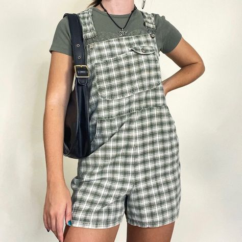 Look what I just found on Depop 🙌 https://depop.app.link/6iVm96p2Oib Gingham Overalls, Hippie Goth, Denim Overall Shorts, Denim Overalls Shorts, Green Gingham, White Colors, Overall Shorts, Sage Green, Gingham