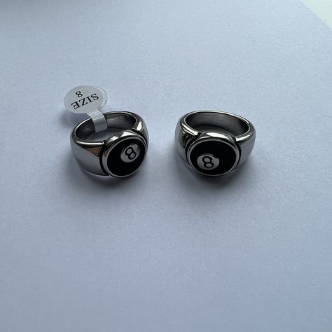 -trendy brand new ring inspired by the stussy 8 ball logo  -NEXT DAY SHIPPING IN UK 1-2 DELIVERY WITH ROYAL MAIL (FASTEST ON ETSY) sizes 8/9 available, more sizes available upon request 8 Ball Ring, Stussy Ring, Stussy 8 Ball Logo, Stussy Jewelry, Good Gifts For Boyfriends, Stussy Accessories, Brand Rings, Stussy 8 Ball, Ball Logo