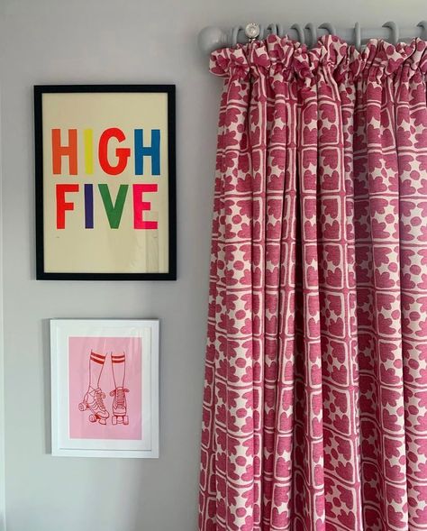 Tori Murphy (@torimurphytextiles) posted on Instagram • Sep 7, 2021 at 6:02am UTC Patterned Blinds, Happy Room, Bungalow Renovation, Nursery Curtains, Cool Curtains, Kids Room Inspiration, Beautiful Curtains, Big Girl Rooms, Higher Design