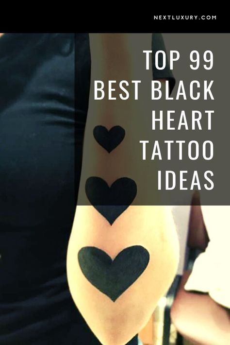 The heart has been a common tattoo element since the early days of the Western tradition, but a black heart tattoo takes the symbolism commonly associated with this classic design and turns it on its head. #tattooideas Black Heart Cover Up Tattoo, Black Heart Tattoo Design, Heart Ache Tattoos, Wild Heart Tattoo Ideas, Imperfect Heart Tattoo, Multiple Heart Tattoos, Small Black Tattoo For Women, Solid Black Heart Tattoo, Heart Tattoo Cover Up