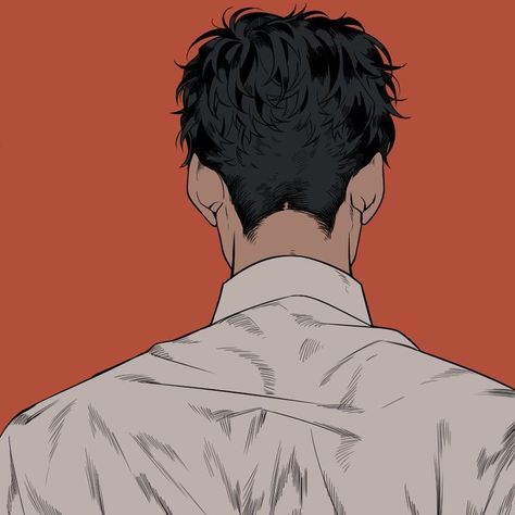 Saagelius Art, Anime Character Back View, Buzz Cut Drawing Reference, Male Manga, Back Drawing, 얼굴 드로잉, Back Of The Head, Digital Art Anime, Back View