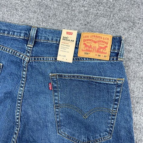 Levis 505 Jeans Mens 36x30 Blue Denim Regular Straight Stretch High Rise New Brand New Condition. Please See Photos For Additional Details. Jeans Levis, Levis 505, Mens Straight Jeans, Jeans Mens, Levis Men, Clothing Co, Levi's Jeans, Mens Jeans, New Color