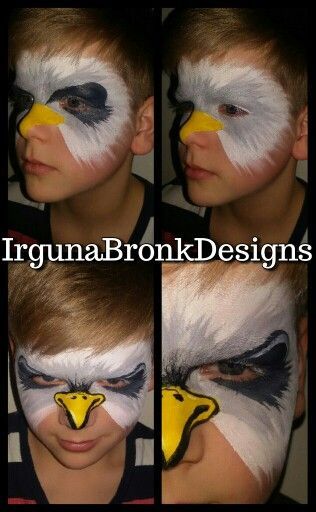 Bald Eagle Face Paint, Philadelphia Eagles Face Paint, Eagle Face Paint, Shaping Exercises, Animal Face Paintings, Face Painting For Boys, Eagle Face, Face Painting Tutorials, Sea Eagle