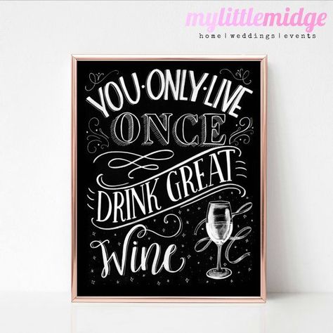 Wine Art Print  Chalkboard Art Print  You Only by mylittlemidge Wine Chalkboard Art, Wine Chalkboard, Chalkboard Art Print, Wine Wallpaper, Chalkboard Wall Bedroom, Chalkboard Lettering, Chalk Lettering, Wine Gift Baskets, Chalkboard Ideas