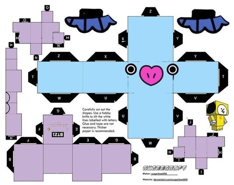 Paper Toys Bt21, Kpop Papercraft, Tata Bt21, Paper Toys Diy, Army Crafts, Paper Toy Printable, Kpop Diy, Paper Toys Template, Bts Birthdays