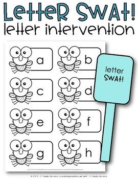 Letter Swat!  Letter Intervention Letter Names And Sounds Intervention, Letter Identification Games, Preschool Letter S, Letter Recognition Games, Morning Work Activities, Multisensory Activities, Letter Recognition Activities, Phonics Centers, Letter Names