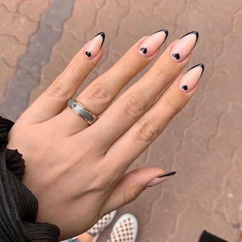 #manicure #frenchnails #black #nails #instagram #minimalist Heart Nail Designs, Valentine Nail Art, February Nails, Heart Nail, Nagel Tips, Nail Designs Valentines, Homecoming Nails, Heart Nails, Pretty Acrylic Nails