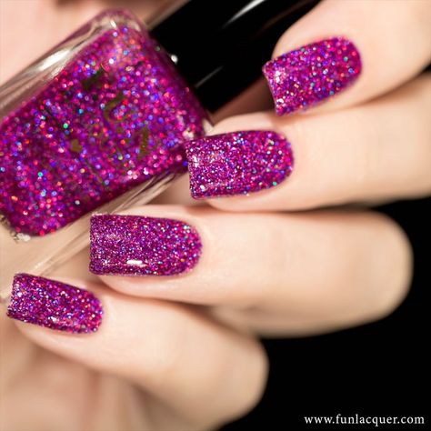 Magenta Nails, Fun Lacquer, Purple Nail, Colorful Nail Designs, Toe Nail Designs, F U, Glitter Nail, Holographic Nails, Manicure E Pedicure