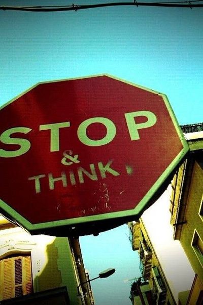 Stop Sign Art, Stop And Think, Stop Sign, Head And Heart, Street Signs, Funny Signs, Way Of Life, Sign Art, Urban Art