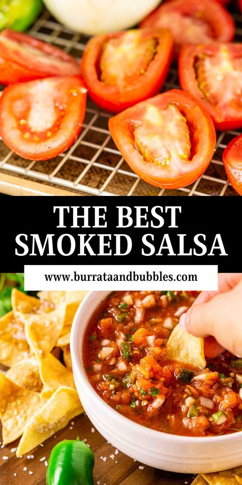 Smoky Salsa Recipe, Cooked Salsa Recipe, Smoked Salsa Recipe, Hot Salsa Recipes, Chunky Salsa Recipe, Smoked Salsa, Canned Salsa Recipes, Salsa Canning Recipes, Smoked Vegetables