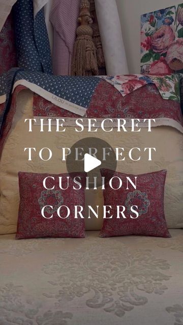 Tash & Ben on Instagram: "[Ad] MY TOP CUSHION MAKING TRICKS, ft @warnerhouse_1870 Adaline Merlot, Lilou Indigo & Blue Brush Fringe. First up is corners…🪡📐
.
This is potentially the most niche sewing experiment I’ve ever conducted and it was all inspired by how intimidating beautiful fabric/trim can be. Sometimes you just have to entirely reevaluate your cushion making method before going big. Four mini practise cushions later and I have some learnings to share with the class…
.
1. It turns out I like a tapered corner! It eliminates ‘dog ears’ and makes a friendlier, cuddlier, chubbier looking cushion.
2. Right angled corners become even more pointy, empty and pronounced when you add trim/piping.
3. One of the joys of making your own cushions is that you can be picky about things like thi Pillow Corner, Dog Ear, Fabric Trim, Beautiful Fabric, Make Your Own, Cushions, Turn Ons, Sewing, Fabric