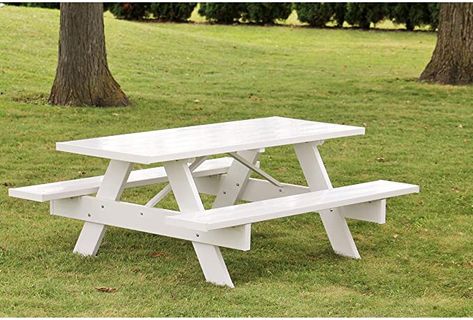 White Picnic Table, Outdoor Picnic Table, White Picnic, Wooden Picnic Tables, Folding Bench, Patio Picnic, Cheap Patio, Wicker Sectional, Wood Insert