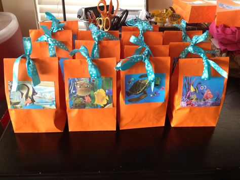 Finding Nemo goodie bags 1st Birthday Ideas For Boys, Nemo Birthday Party Ideas, Finding Nemo Birthday Party Ideas, Birthday Ideas For Boys, 1st Birthday Ideas, Finding Dory Birthday Party, Goodie Bag Ideas, Dory Birthday Party, Finding Dory Party