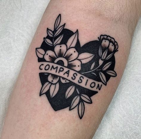 121 Minimalist Tattoo Concepts For First-Timers Check more at https://howcandothis.com/womenstyle/121-minimalist-tattoo-concepts-for-first-timers-36/ Heart With Words Tattoo, Traditional Heart Tattoo With Banner, Cute Traditional Tattoo, Sleeve Aesthetic, Traditional Heart Tattoos, Compassion Quotes, Heart Tattoos, Instagram Tattoo, Old Tattoos