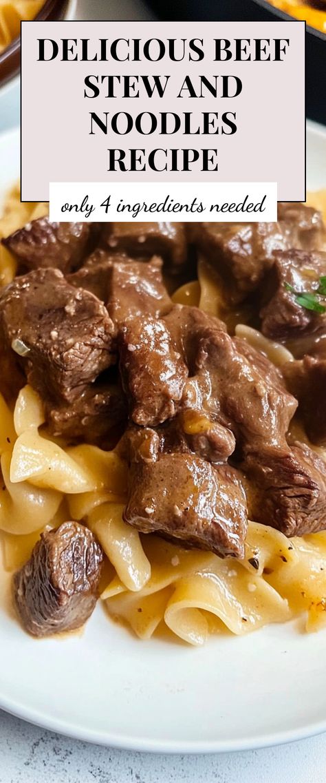 Image for Delicious Beef Stew and Noodles Recipe Stew Chunks Recipes, What To Make With Stewing Beef, Things To Make With Stew Meat, Beef Stew And Noodles, Stew Meat And Noodles, Beef Stew Ideas, Recipes With Beef Stew Meat, Recipes Using Stew Meat, Recipes Using Beef Stew Meat