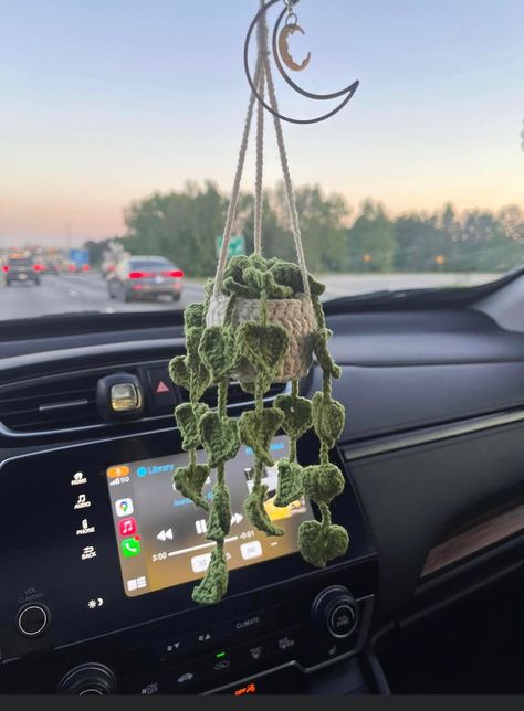 Crochet Car, Mirror Hanging, Crochet Plant, Crochet Design Pattern, Chill Pill, Cute Car Accessories, Fun Crochet Projects, Diy Crochet Projects, Yarn Projects