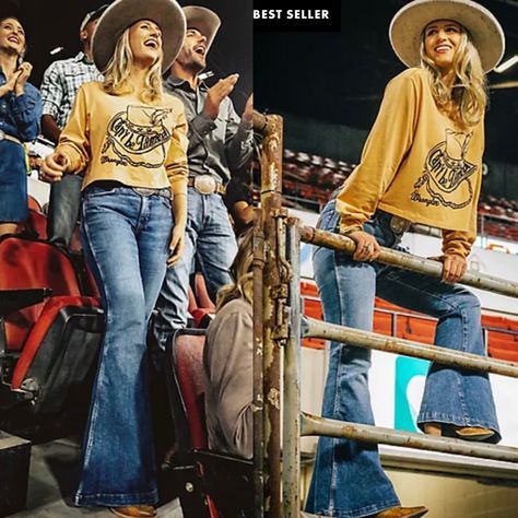 Stylish And Sturdy! Long Live Wrangler! Details In Pics 32x34 Retro Flare Jeans, Classy Cowgirl, Cowgirl Style Outfits, 70s Denim, Western Vibes, Mid Rise Flare Jeans, Southern Outfits, Zach Bryan, Night Style