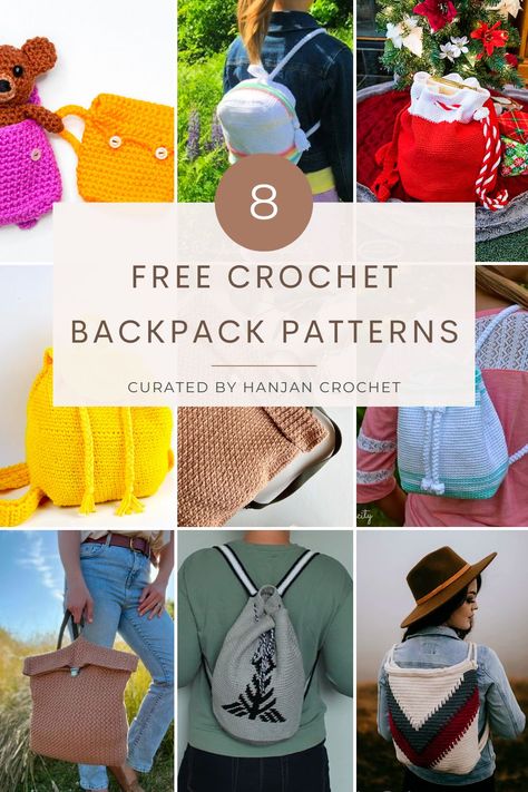 8 Free Crochet Backpack Patterns Free Crochet Backpack, Backpack Patterns, Crochet Backpack Pattern, Fall Crochet Patterns, Free Crochet Bag, Crochet Backpack, Easter Crochet Patterns, Stylish Crochet, Easy Crochet Baby