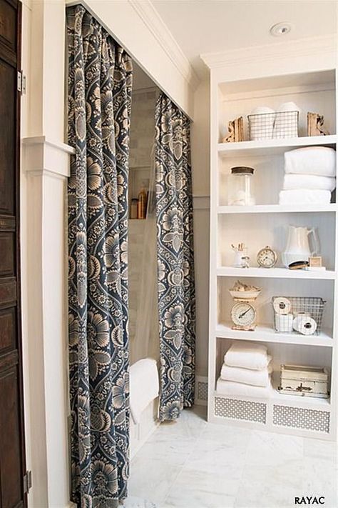 Bathroom Redo, Bathroom Renos, Curtain Designs, Bath Remodel, Guest Bathroom, Beautiful Bathrooms, Kids' Bathroom, Bathroom Curtains, Curtains Living Room