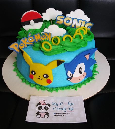 Pokemon Cookies, Birthday Pokemon, Sonic Birthday Cake, Pokémon Birthday, Pikachu Cake, Sonic Cake, Zelda Birthday, 8 Birthday, Sonic Party