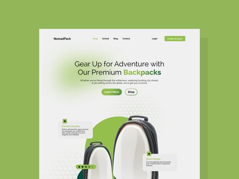 Backpack E-commerce Landing Page (UI/UX) by PetersTouch Creative Landing Page Ui, Website Designs, Smart Design, Ux Design, Page Design, Landing Page, E Commerce, Global Community, Creative Professional