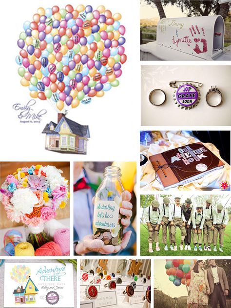 Up Wedding Theme, Up Themed Wedding, Disney Up Wedding, Themed Wedding Ideas, Up Pixar, Disney Engagement, Travel Party Theme, Disney Inspired Wedding, Disney Wedding Theme