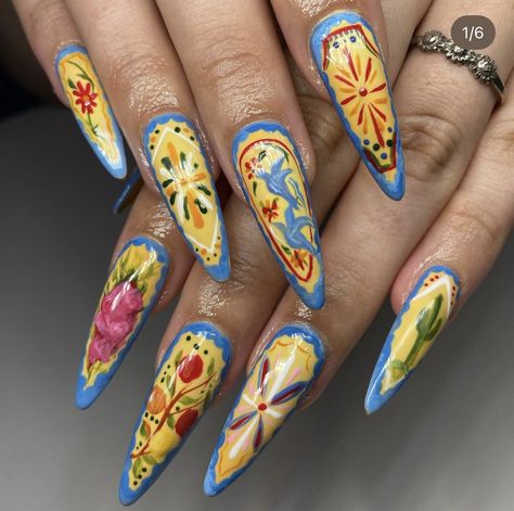 Tile Inspired Nails, Tile Nails, Detailed Nail Art, 2000s Hairstyles, Nails Now, Grunge Nails, Inspired Nails, Cute Acrylic Nail Designs, Nail Jewelry