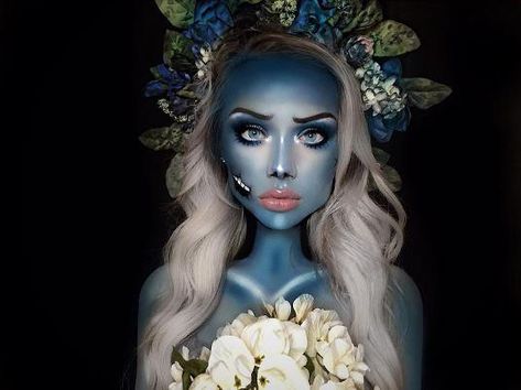 Corpse Bride Makeup, Halloweenský Makeup, Corpse Bride Costume, Halloween Make-up Looks, Creepy Halloween Makeup, Cute Halloween Makeup, Bride Costume, Cool Halloween Makeup, Halloween Makeup Scary